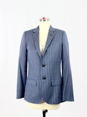 J.CREW Ludlow Navy Pinstripe Tollegno 1900 Wool Single Breasted Blazer, Size 00